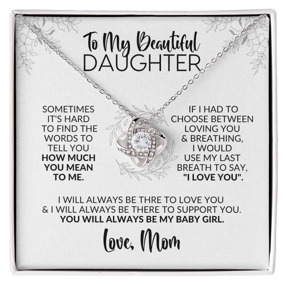 To My Daughter | Gift from Mom | Hard to Find the Words | Love Knot Necklace