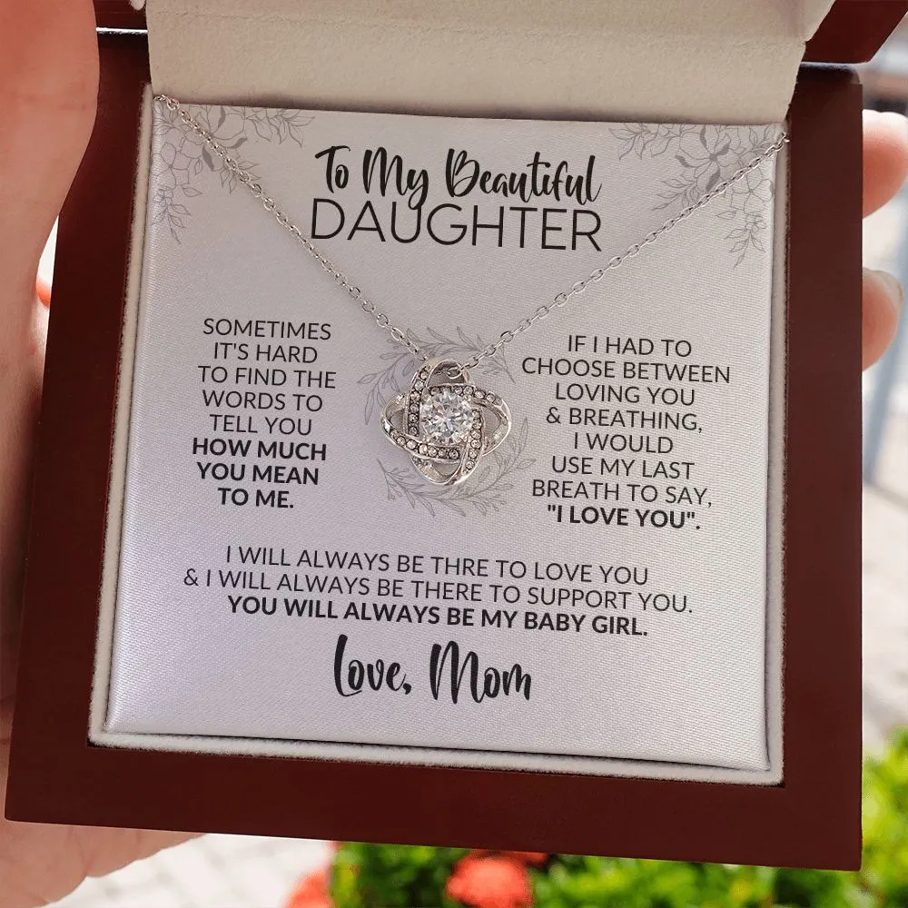 To My Daughter | Gift from Mom | Hard to Find the Words | Love Knot Necklace