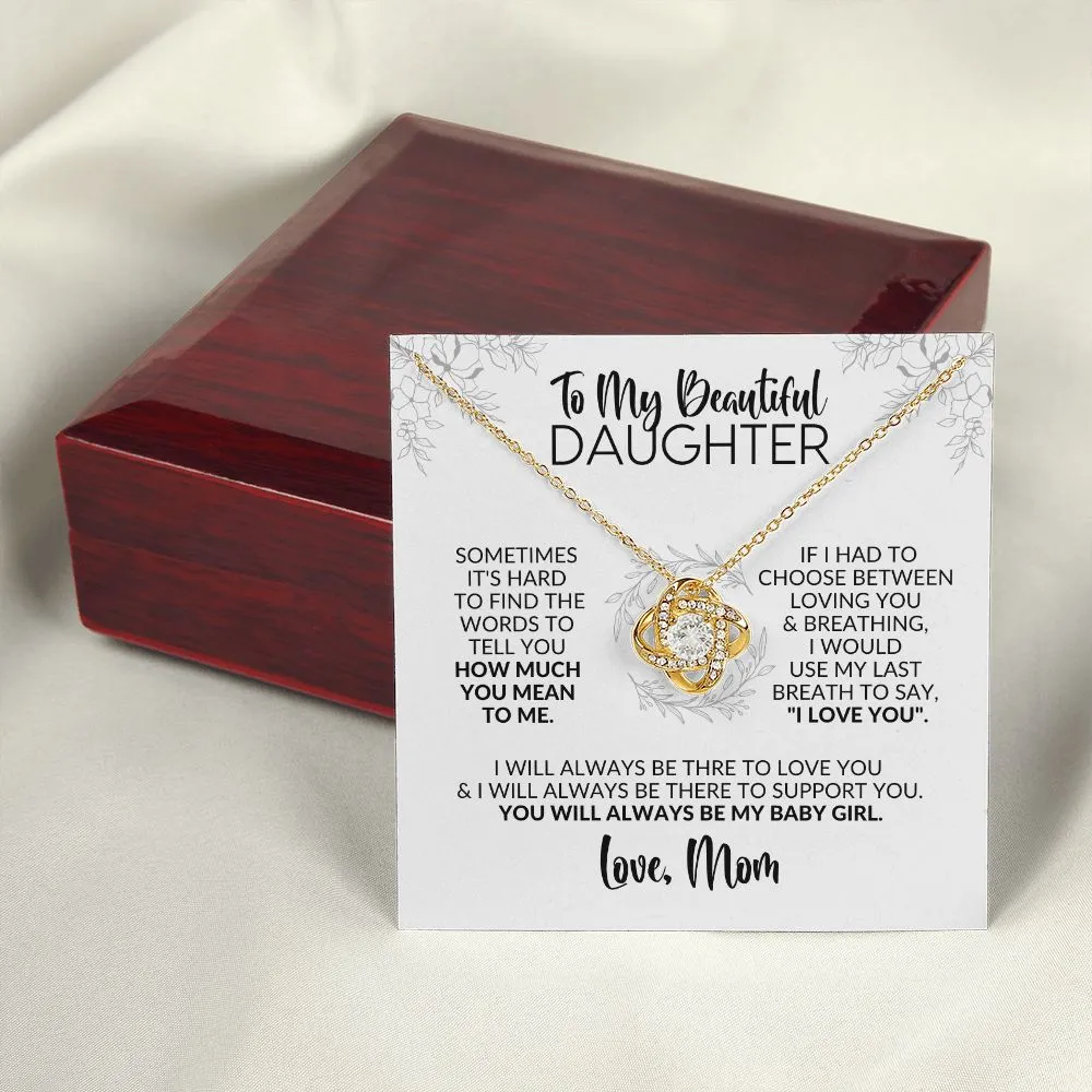 To My Daughter | Gift from Mom | Hard to Find the Words | Love Knot Necklace