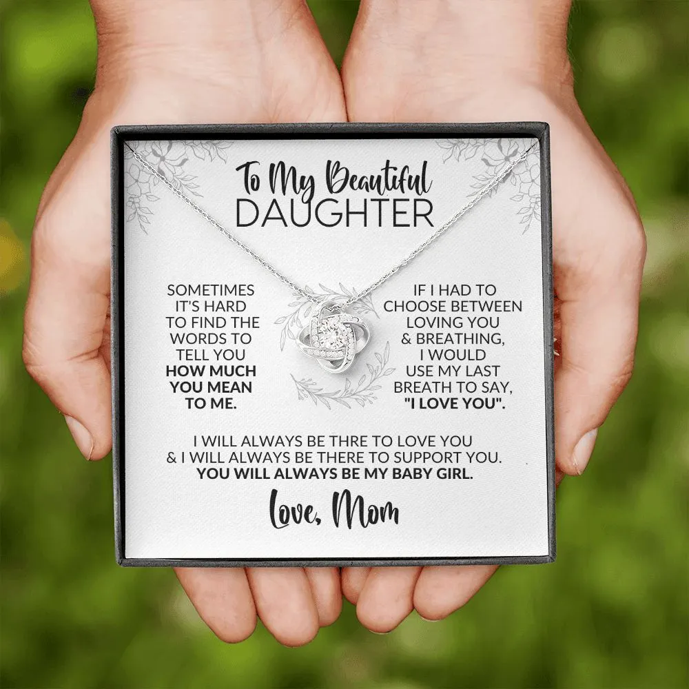 To My Daughter | Gift from Mom | Hard to Find the Words | Love Knot Necklace