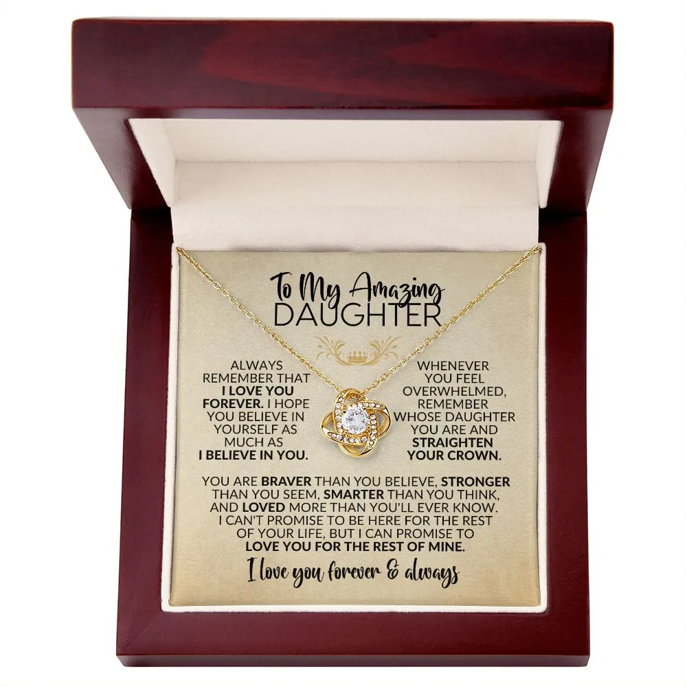 To My Daughter | Gift from Mom/Dad | Love You Forever | Love Knot Necklace