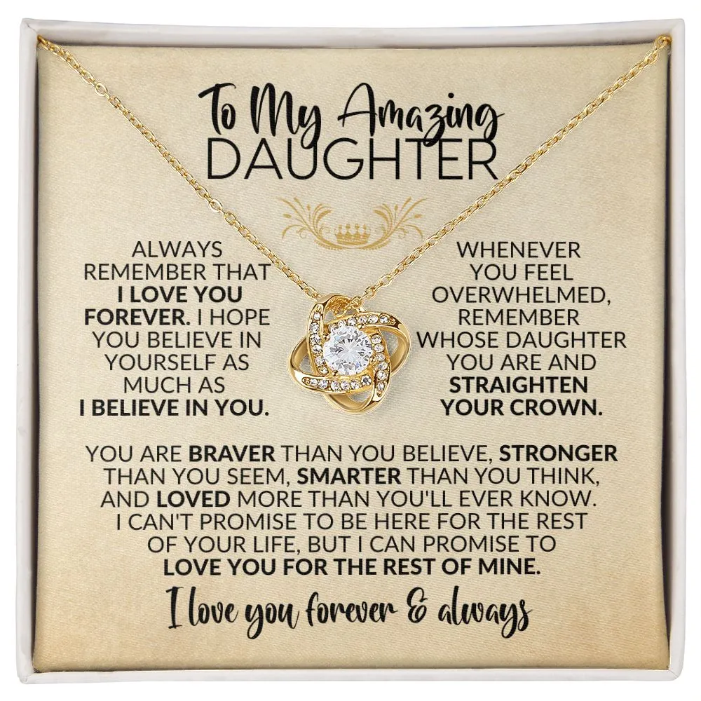 To My Daughter | Gift from Mom/Dad | Love You Forever | Love Knot Necklace