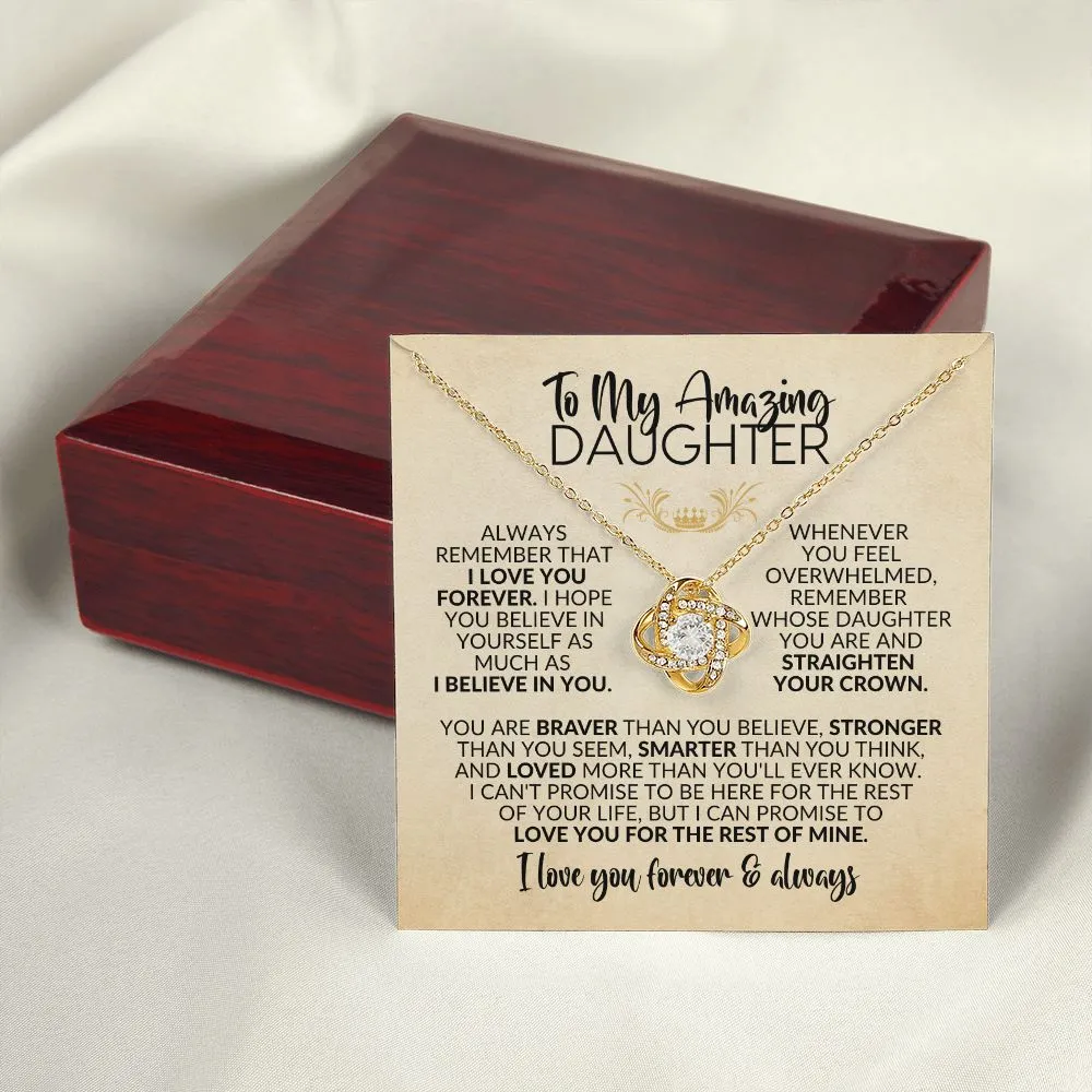To My Daughter | Gift from Mom/Dad | Love You Forever | Love Knot Necklace