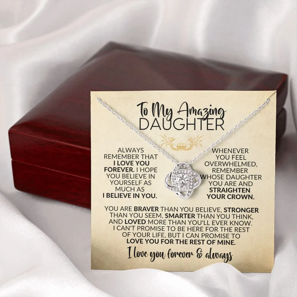 To My Daughter | Gift from Mom/Dad | Love You Forever | Love Knot Necklace