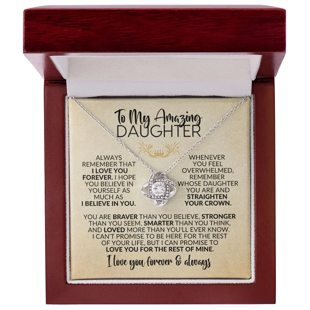 To My Daughter | Gift from Mom/Dad | Love You Forever | Love Knot Necklace