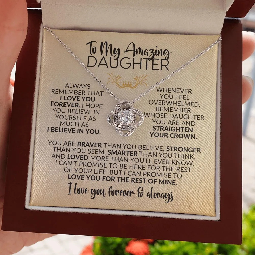 To My Daughter | Gift from Mom/Dad | Love You Forever | Love Knot Necklace