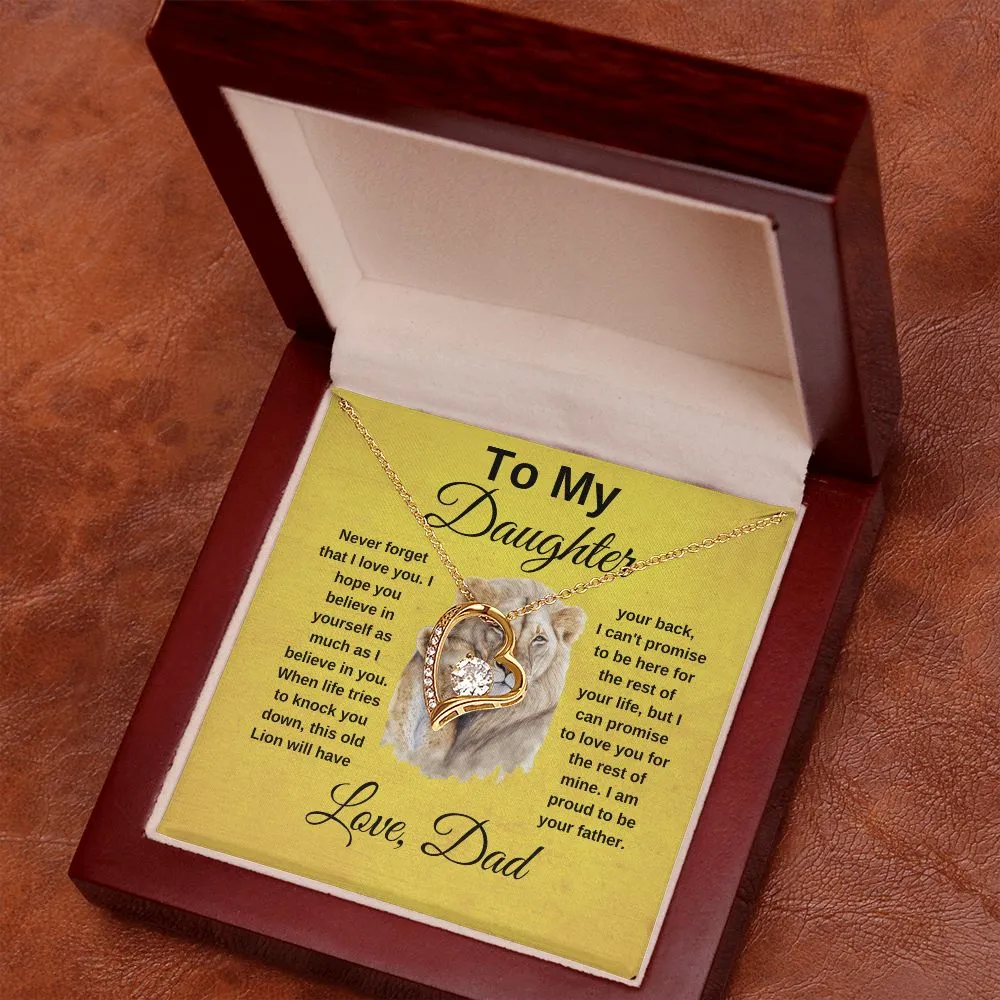 To My Daughter Heart Necklace Love Dad