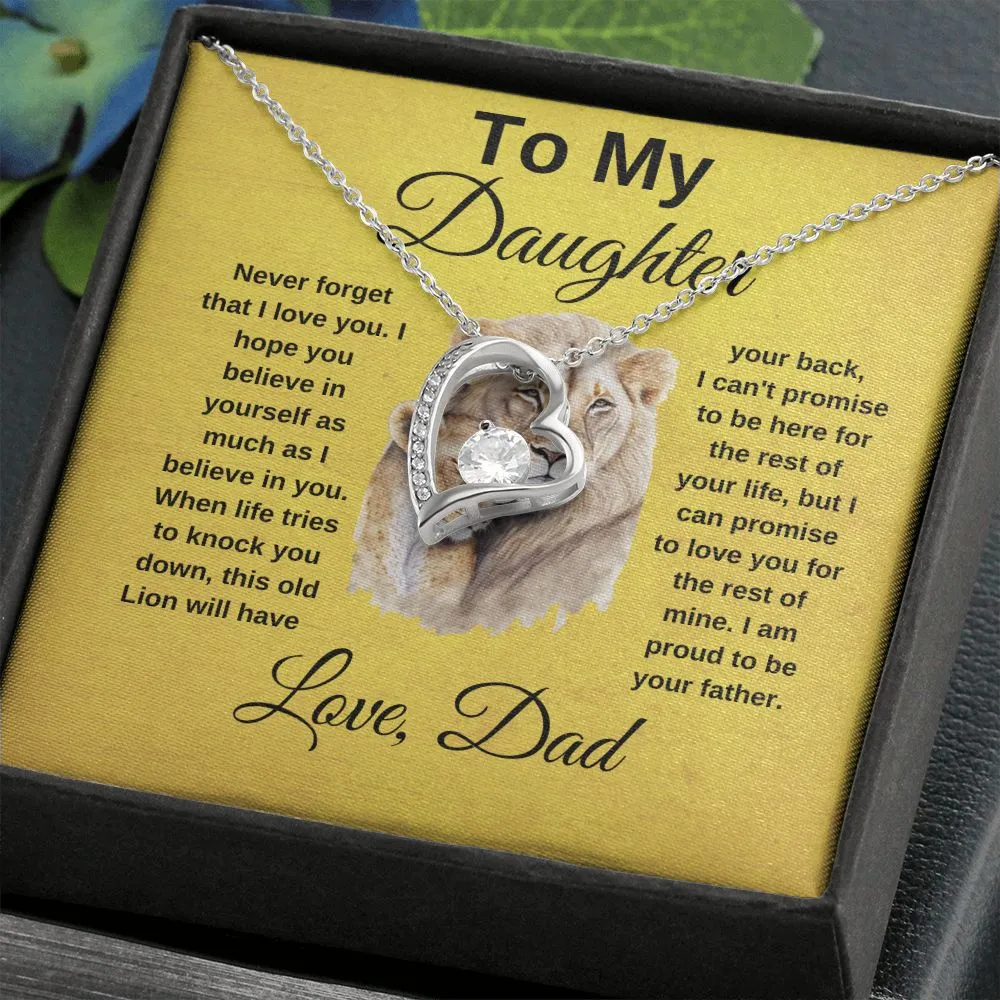 To My Daughter Heart Necklace Love Dad