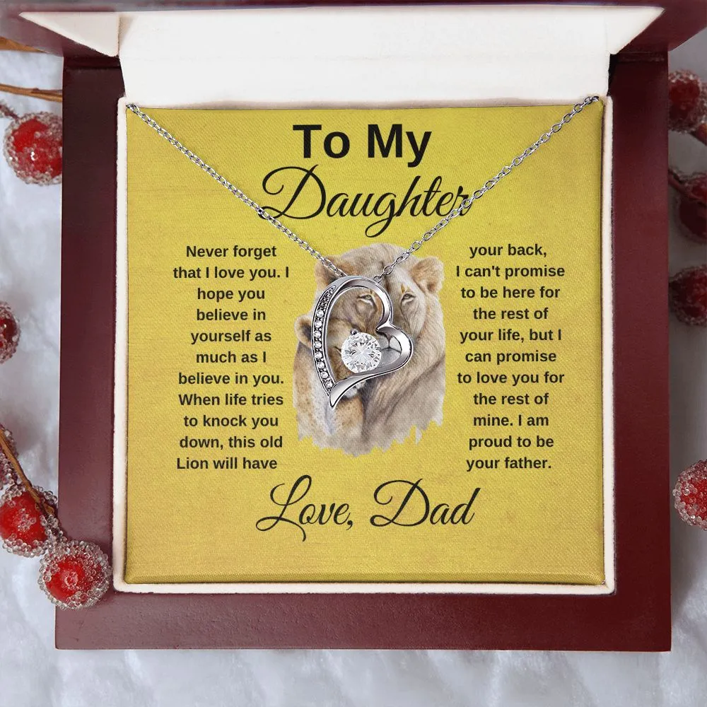 To My Daughter Heart Necklace Love Dad