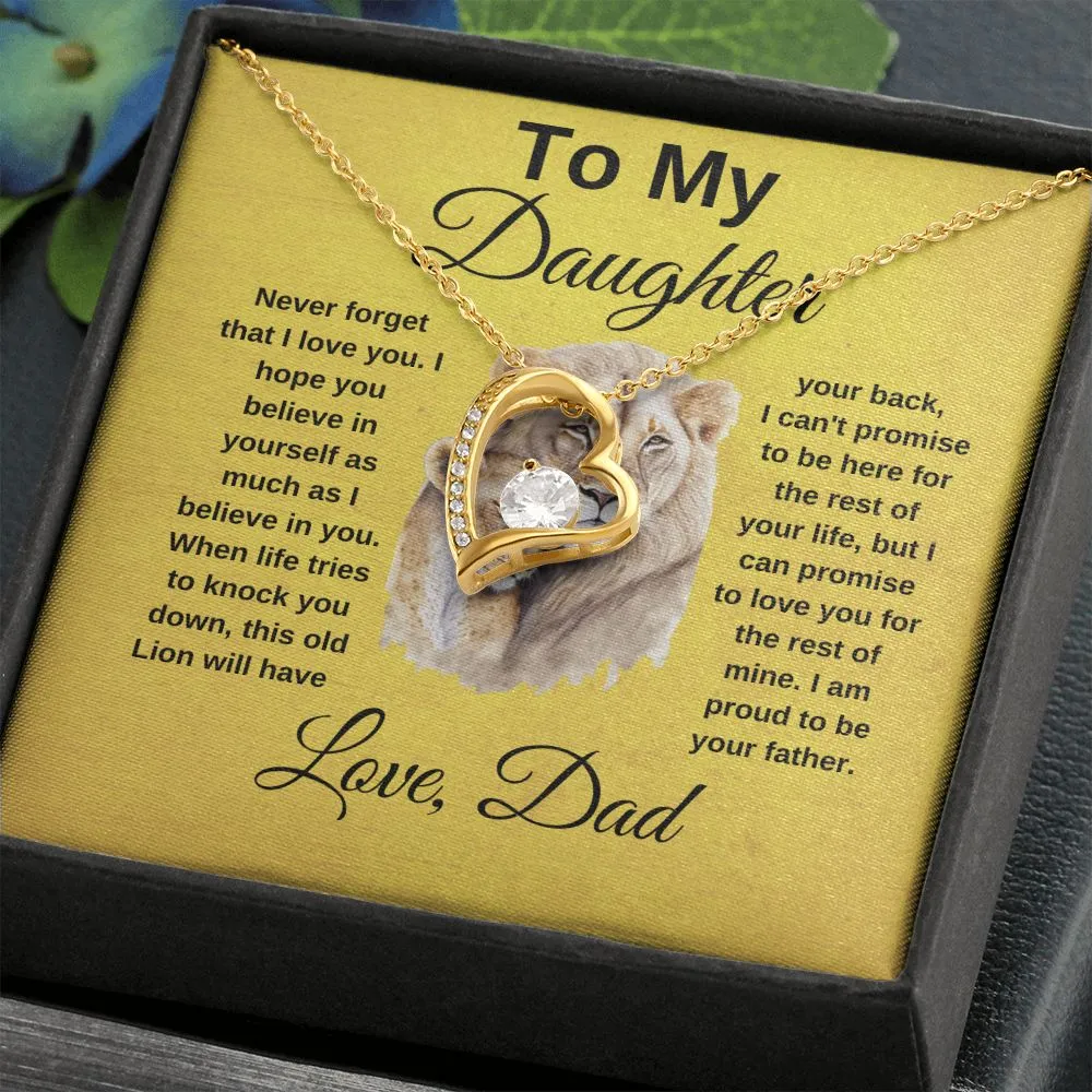 To My Daughter Heart Necklace Love Dad