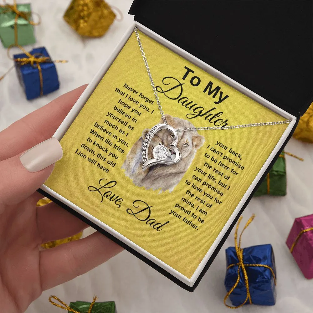 To My Daughter Heart Necklace Love Dad