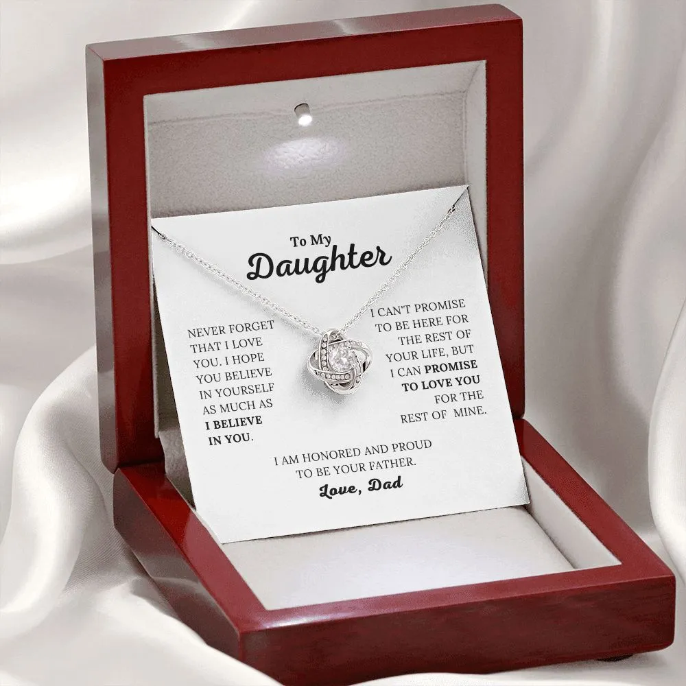 To My Daughter - I Believe In You - Love, Dad - Love Knot Necklace