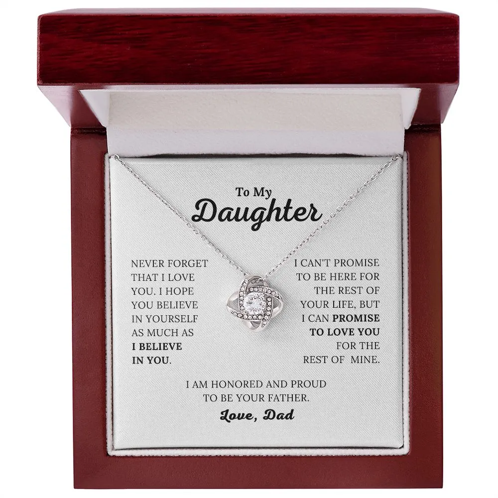 To My Daughter - I Believe In You - Love, Dad - Love Knot Necklace