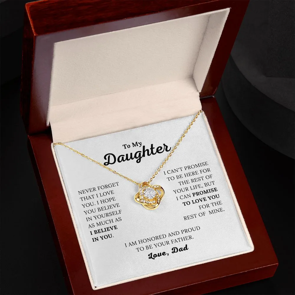 To My Daughter - I Believe In You - Love, Dad - Love Knot Necklace