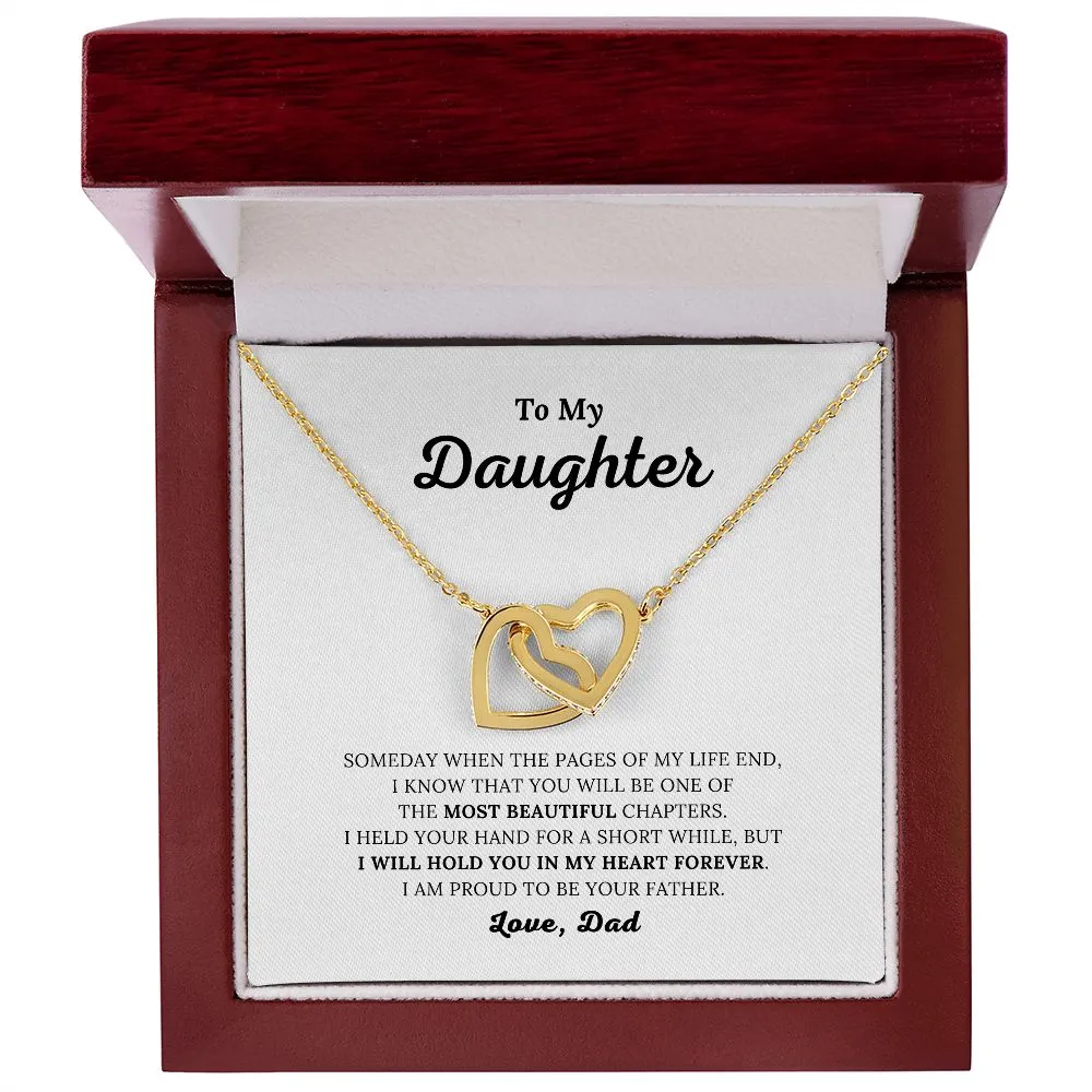 To My Daughter - I Will Hold You In My Heart - Interlocking Hearts Necklace