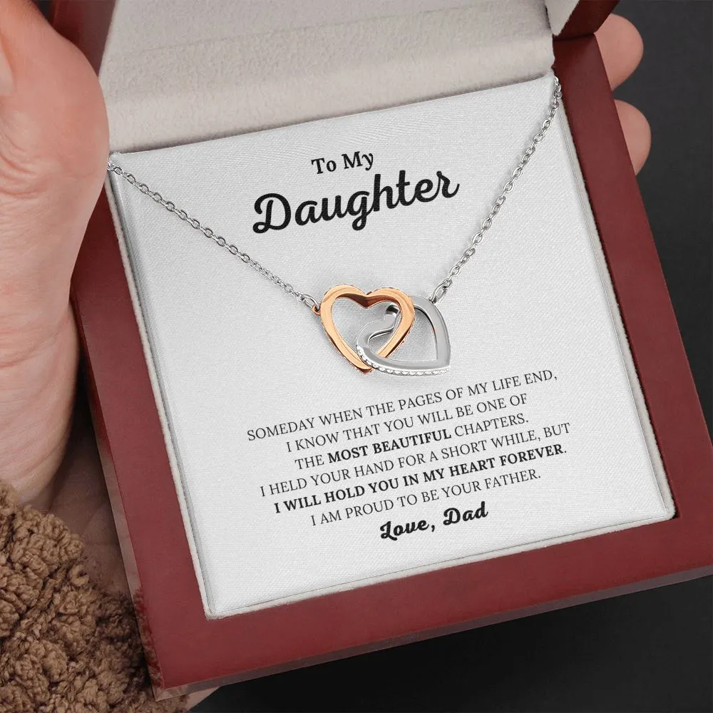 To My Daughter - I Will Hold You In My Heart - Interlocking Hearts Necklace