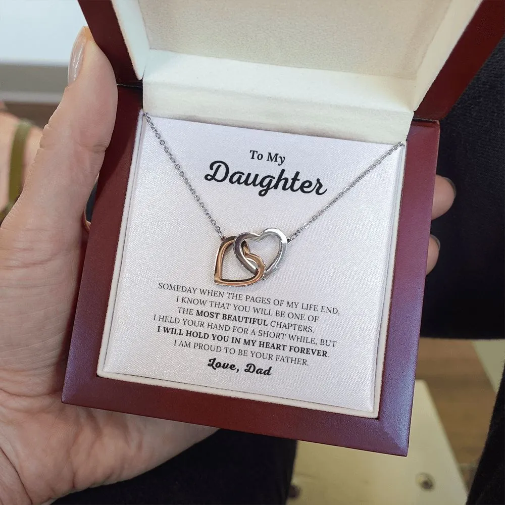 To My Daughter - I Will Hold You In My Heart - Interlocking Hearts Necklace