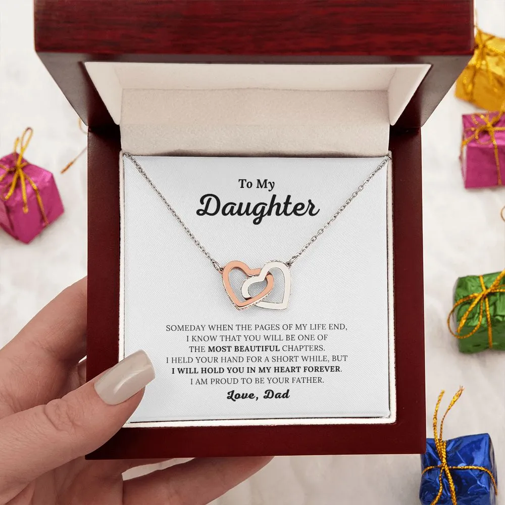 To My Daughter - I Will Hold You In My Heart - Interlocking Hearts Necklace