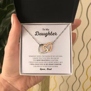 To My Daughter - I Will Hold You In My Heart - Interlocking Hearts Necklace
