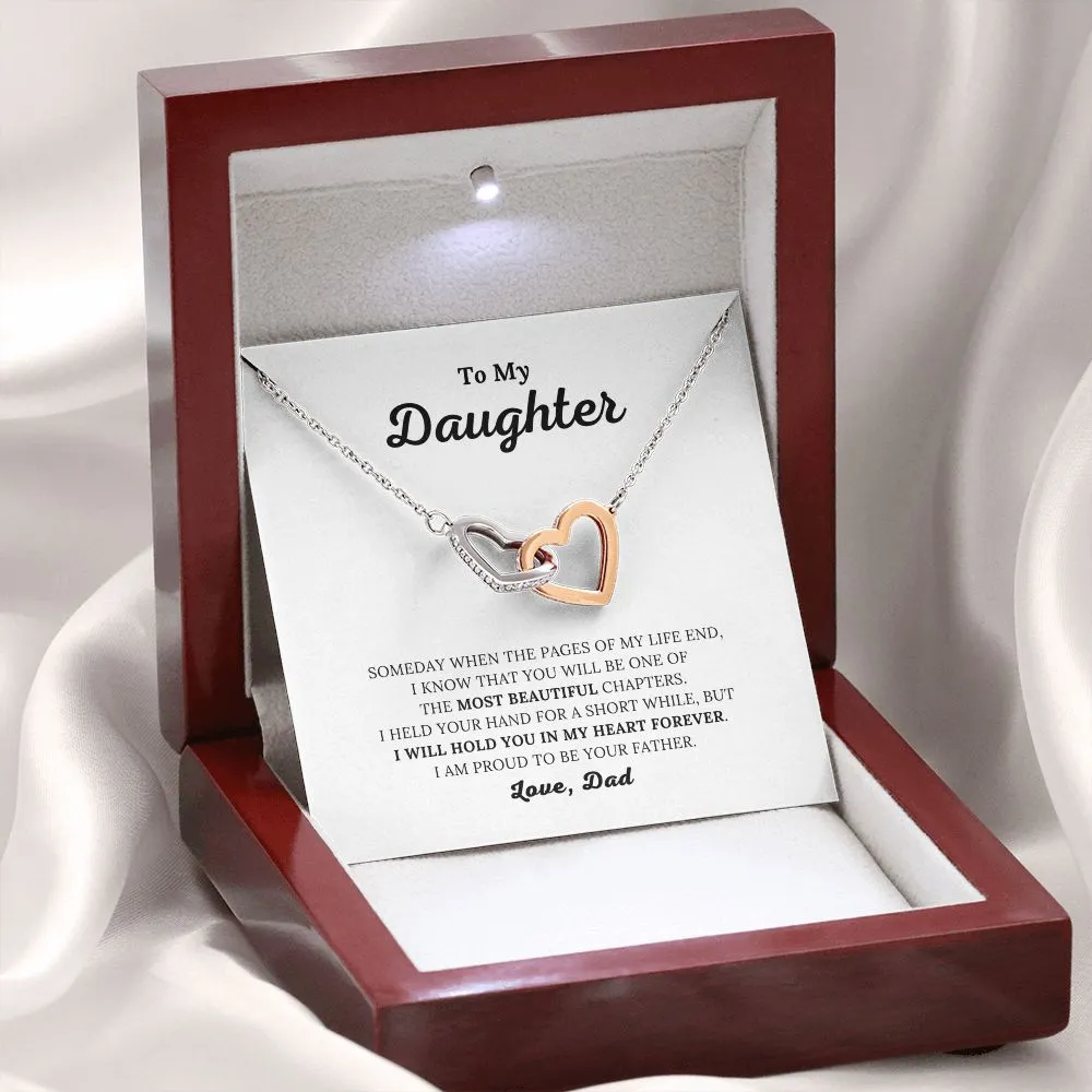 To My Daughter - I Will Hold You In My Heart - Interlocking Hearts Necklace