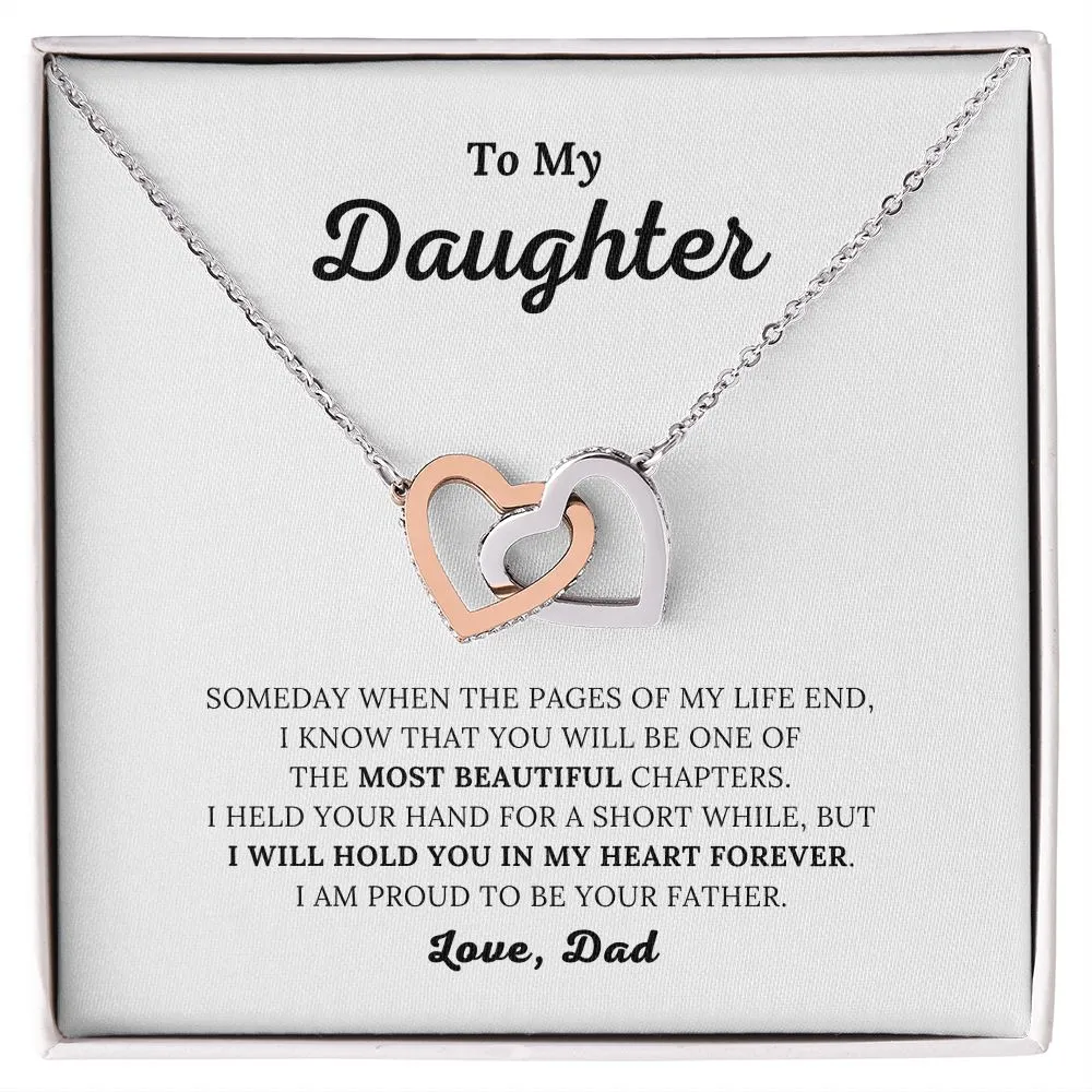 To My Daughter - I Will Hold You In My Heart - Interlocking Hearts Necklace