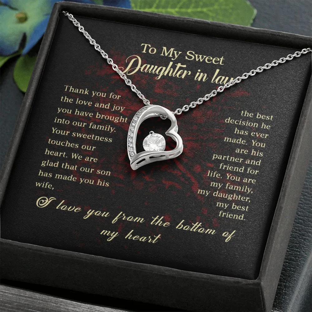 To my daughter in law, We are glad that our son has made you his wife