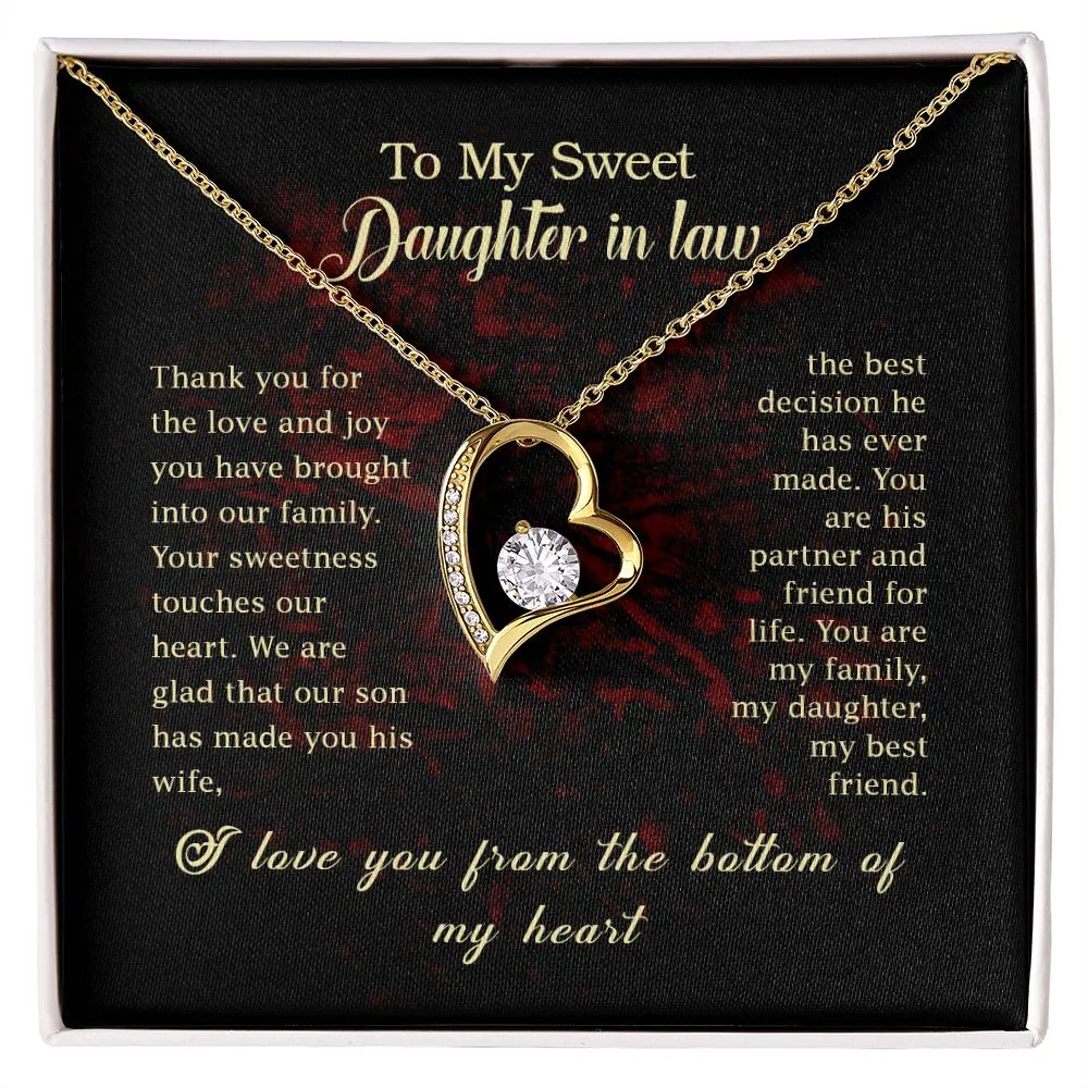 To my daughter in law, We are glad that our son has made you his wife