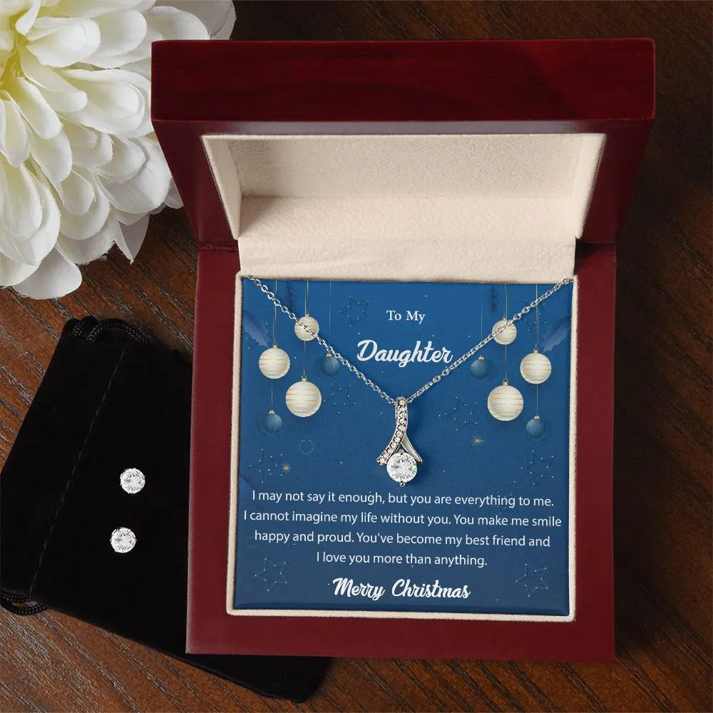 To My Daughter l Merry Christmas l Alluring Beauty Necklace and Cubic Zirconia Earring Set