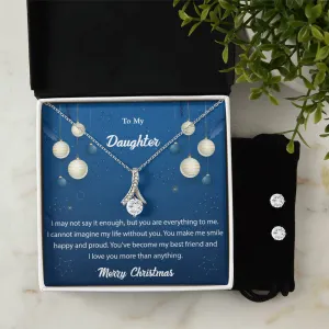 To My Daughter l Merry Christmas l Alluring Beauty Necklace and Cubic Zirconia Earring Set