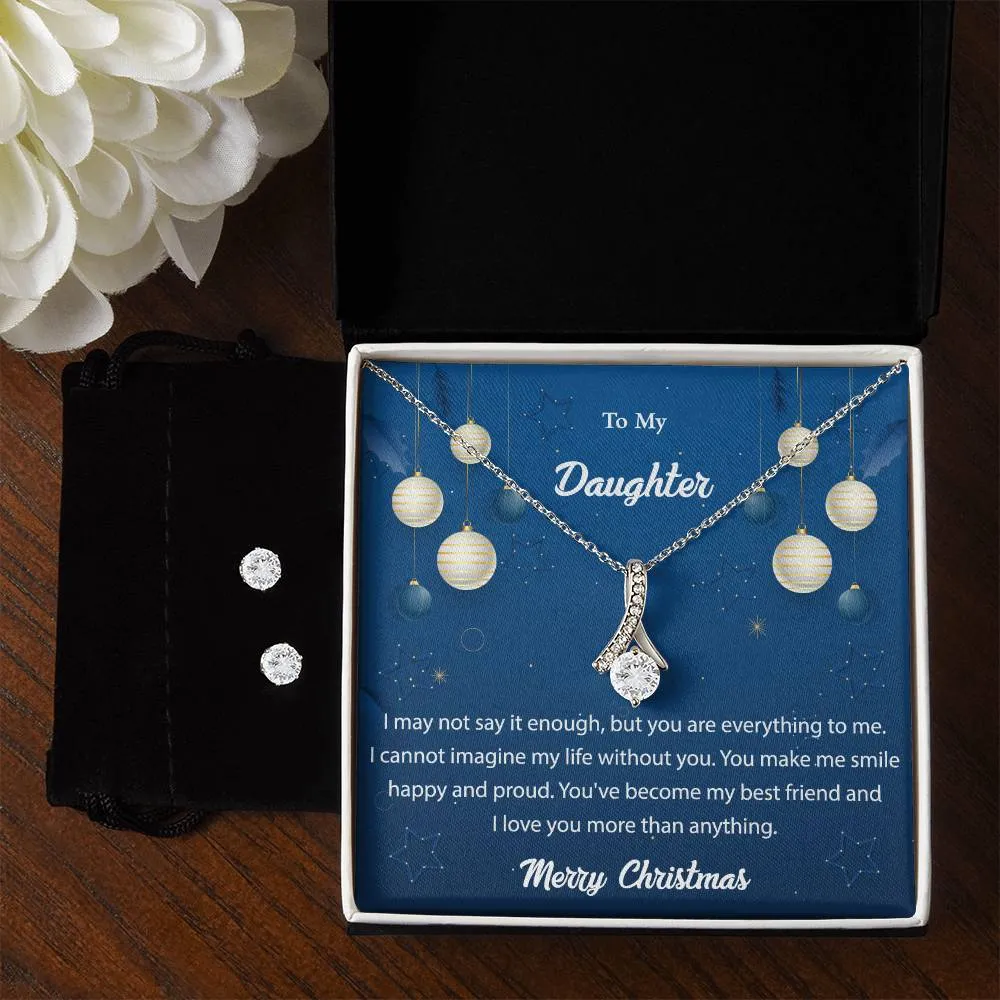 To My Daughter l Merry Christmas l Alluring Beauty Necklace and Cubic Zirconia Earring Set