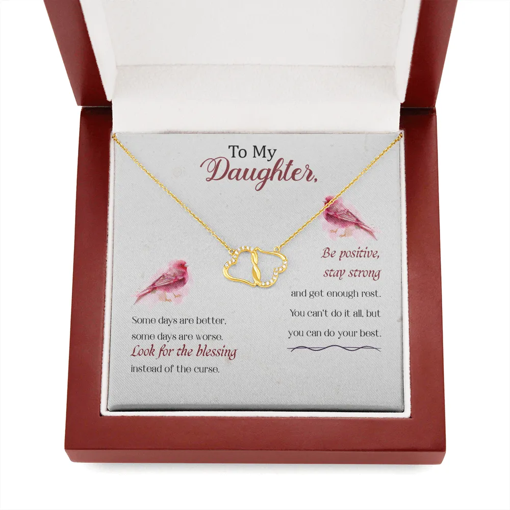 To My Daughter - Look For The Blessing | Authentic Diamonds and Solid 10K Gold Necklace | Free Mahogany Box