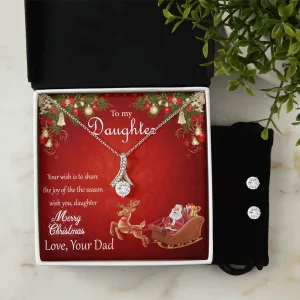To My Daughter, Love Dad l Alluring Beauty Necklace and Cubic Zirconia Earring Set
