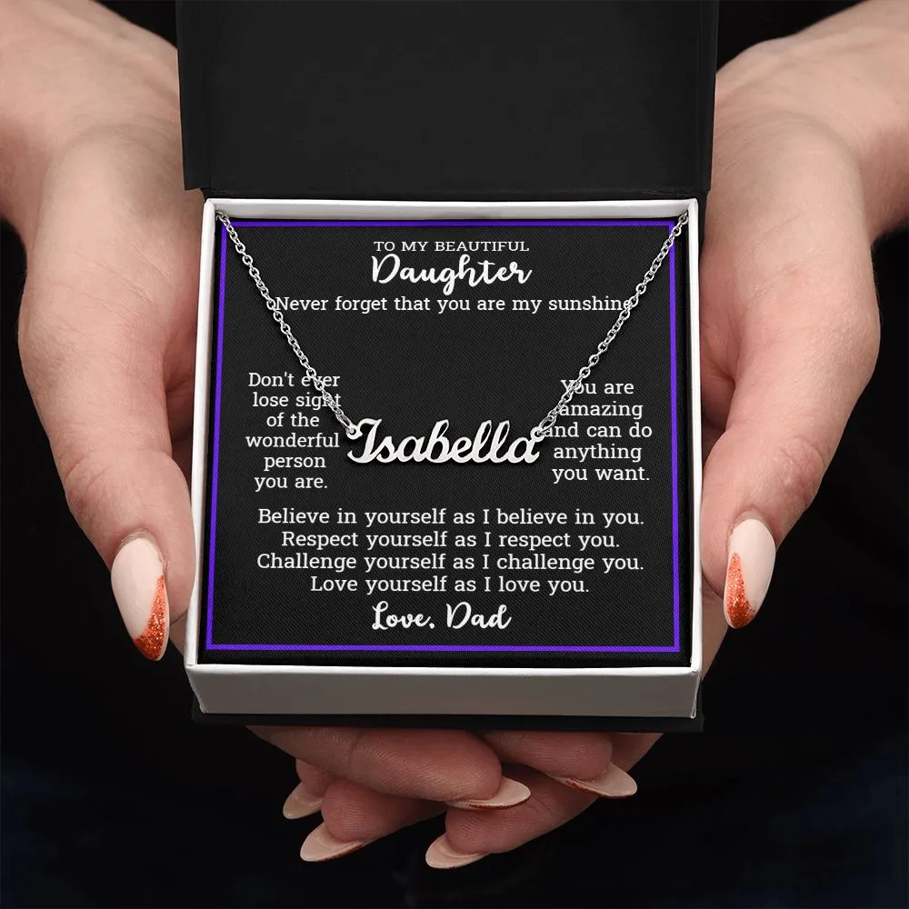 To My Daughter Love Dad-Personalized Name Necklace