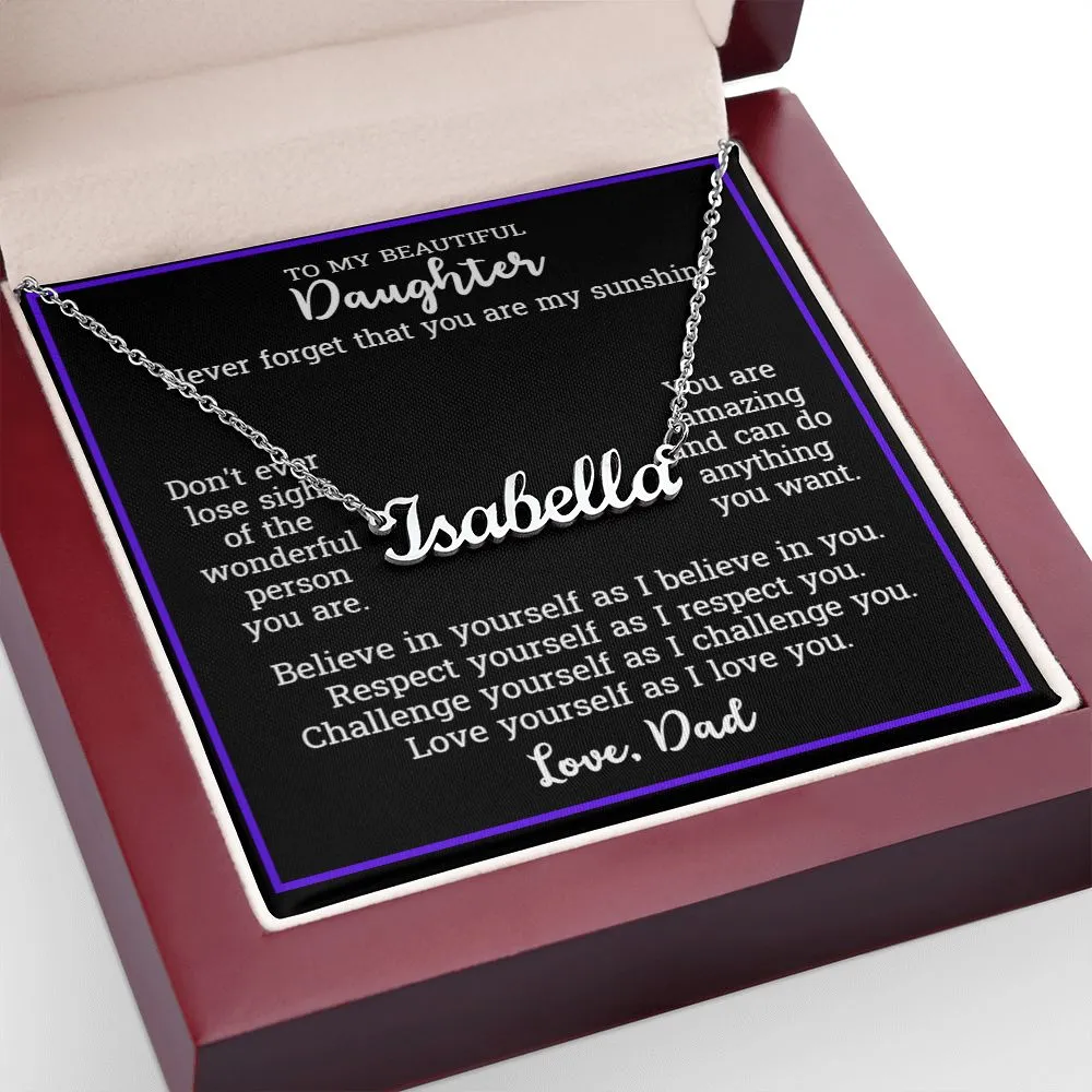 To My Daughter Love Dad-Personalized Name Necklace