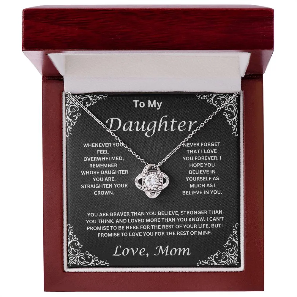 To My Daughter Love Mom Love Knot Necklace