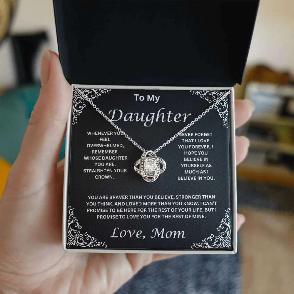 To My Daughter Love Mom Love Knot Necklace