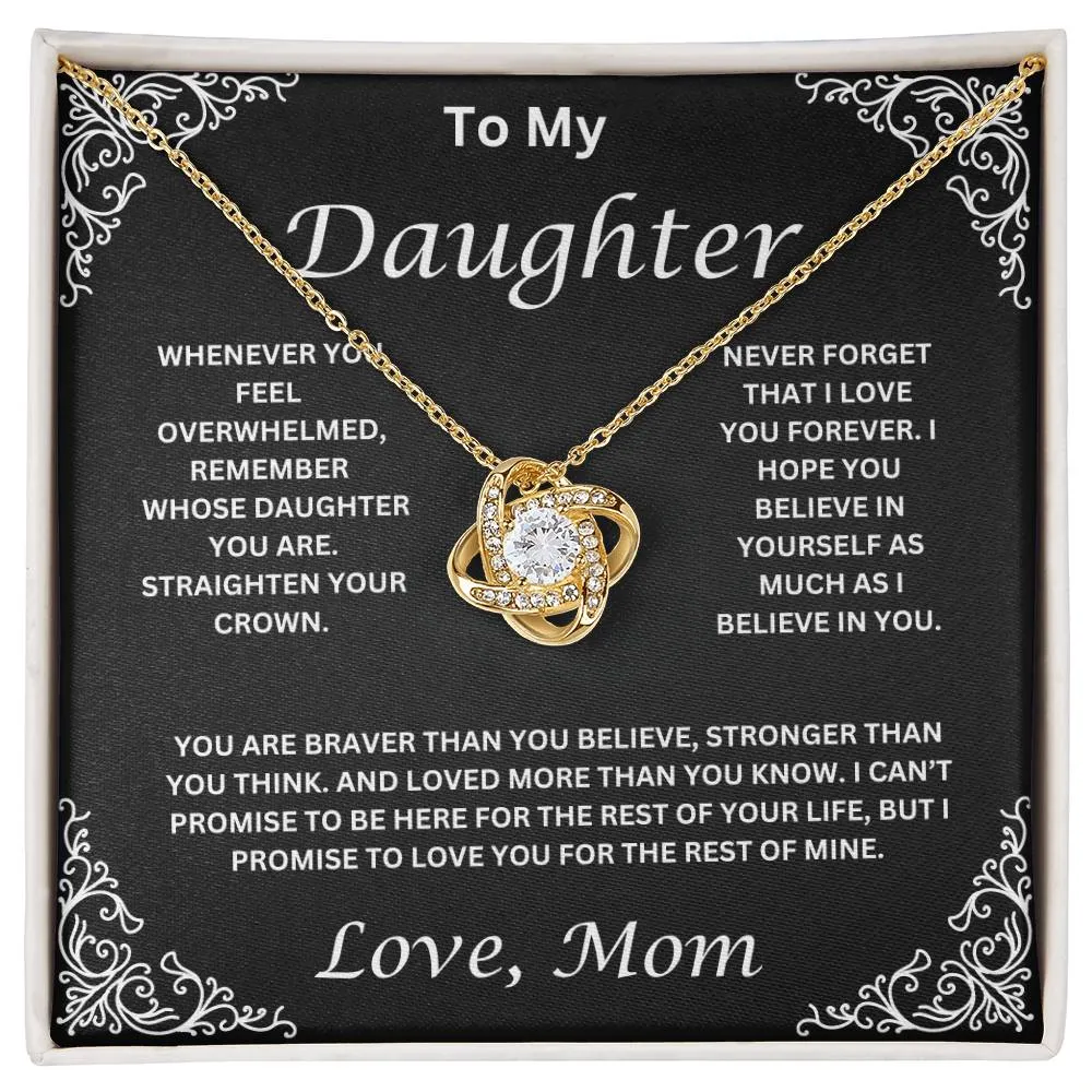 To My Daughter Love Mom Love Knot Necklace