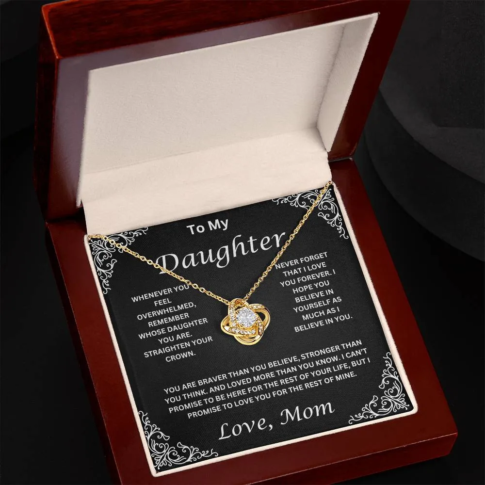 To My Daughter Love Mom Love Knot Necklace