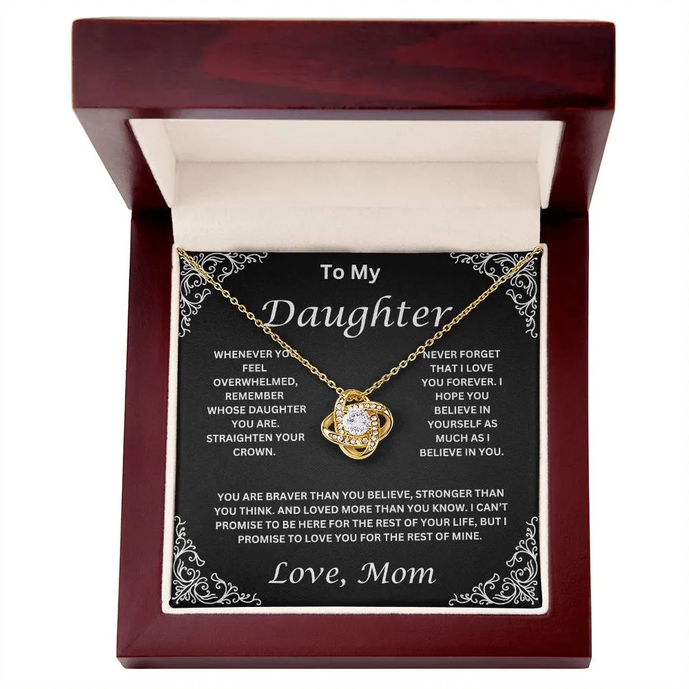 To My Daughter Love Mom Love Knot Necklace