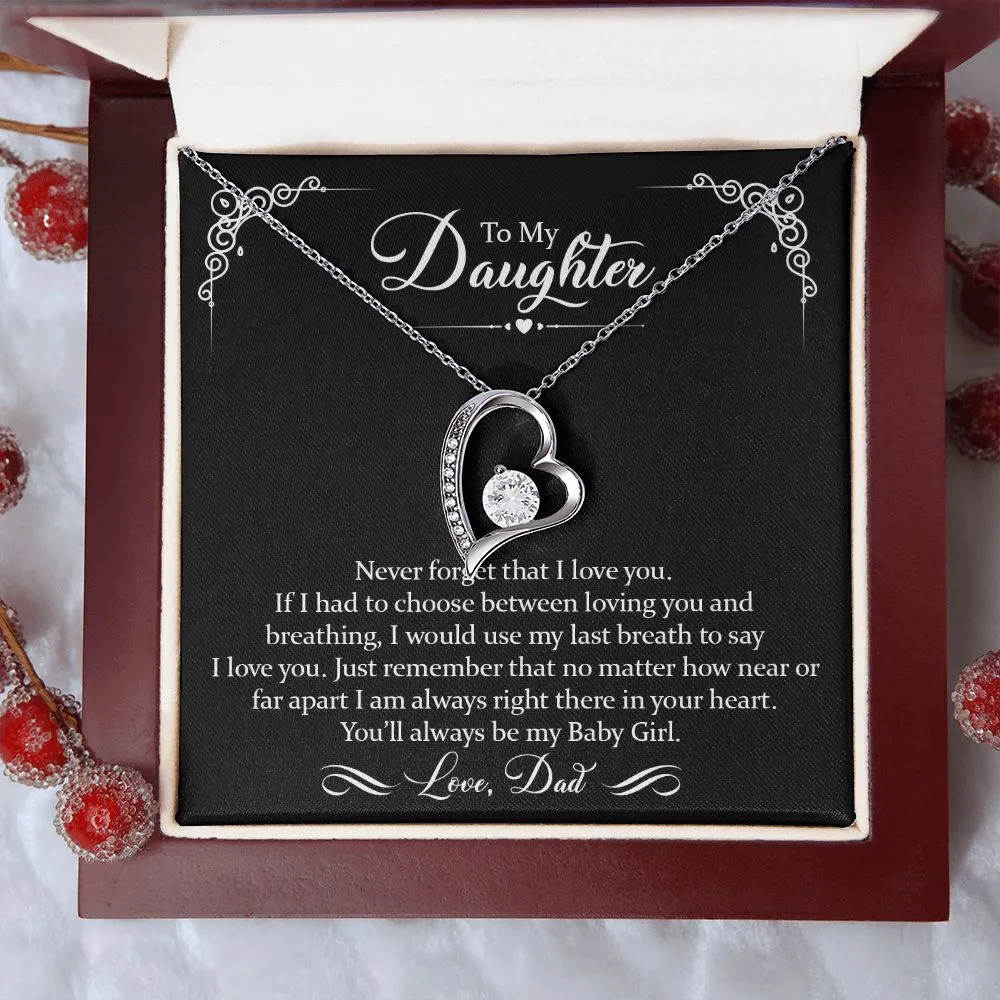To My Daughter - Never Forget I Love You | Gold Forever Love Heart Necklace