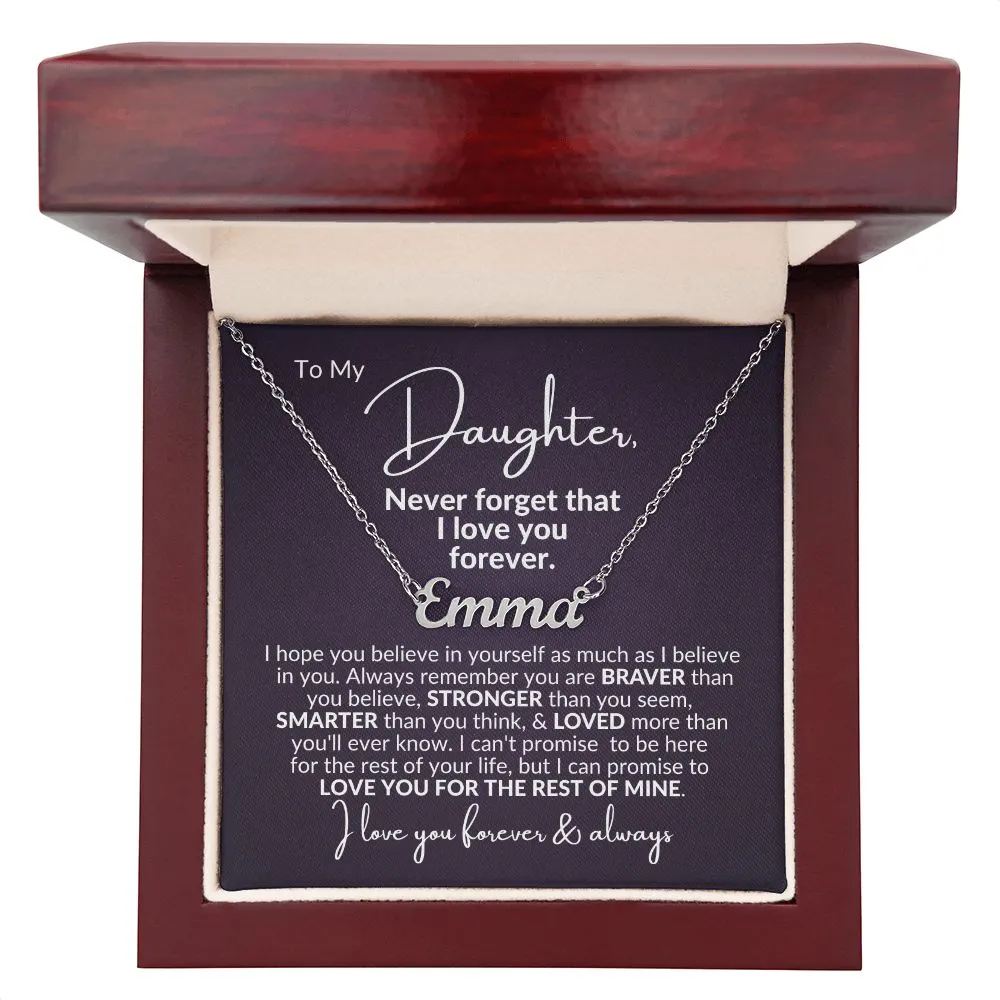To My Daughter | Personalized Name Necklace | Never Forget That I Love You Forever