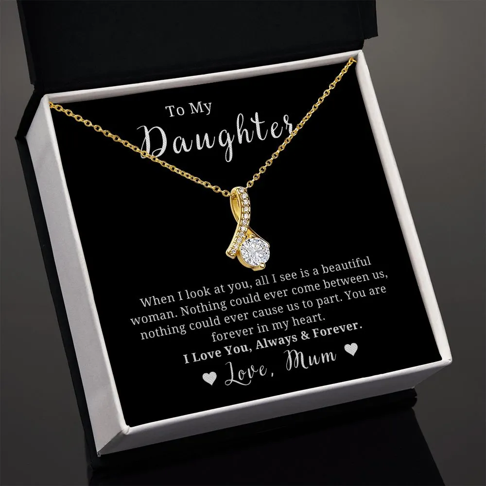 To My Daughter, When I look at you... Love Mum 14K White Gold, Mother to Daughter Gift, Necklace for Birthday or Christmas