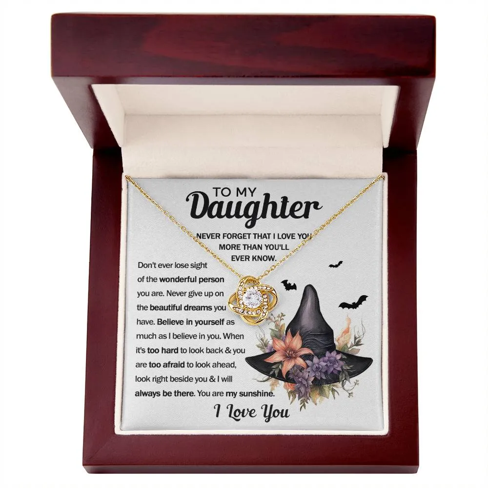 To My Daughter You Are My Sunshine | Halloween Love Knot Necklace