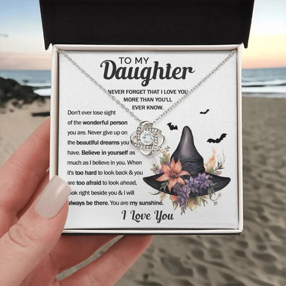 To My Daughter You Are My Sunshine | Halloween Love Knot Necklace