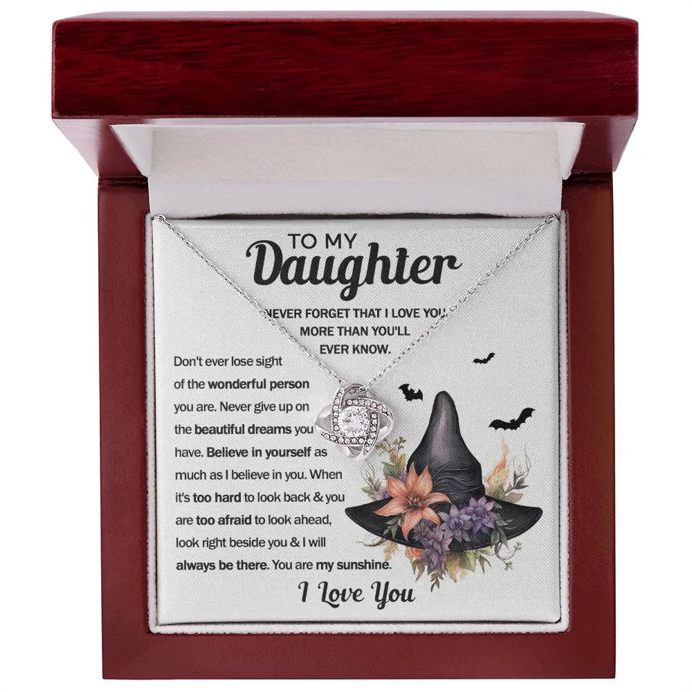 To My Daughter You Are My Sunshine | Halloween Love Knot Necklace