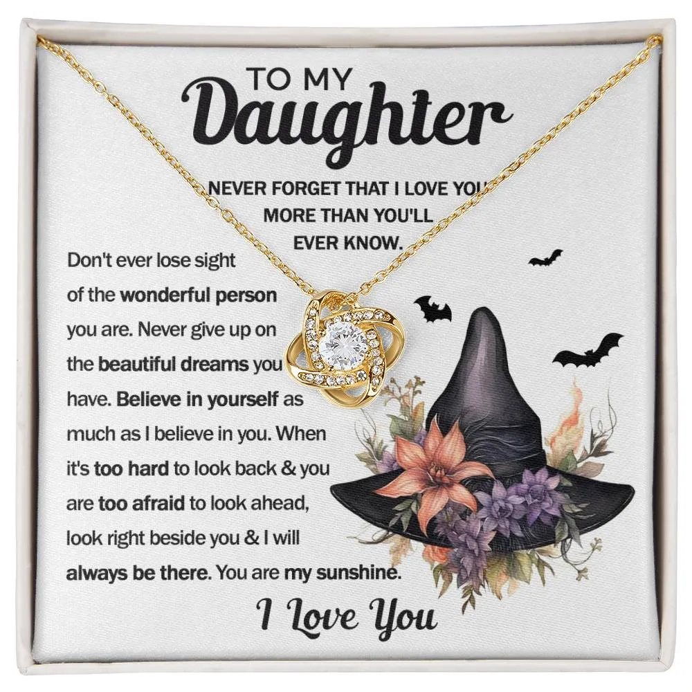 To My Daughter You Are My Sunshine | Halloween Love Knot Necklace