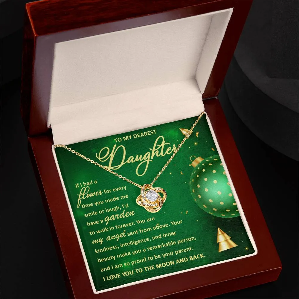 To My Dearest Daughter You Are My Angel Necklace, Christmas Gift Love Knot Necklace