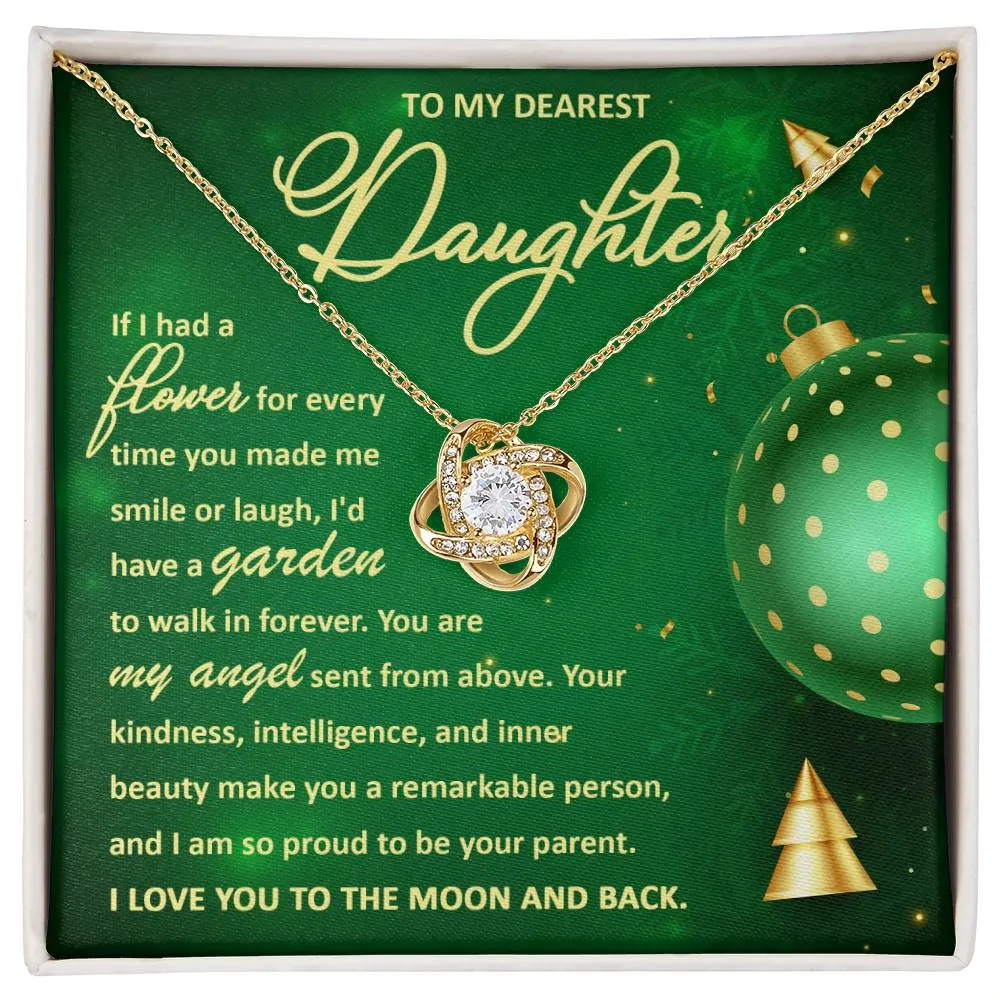 To My Dearest Daughter You Are My Angel Necklace, Christmas Gift Love Knot Necklace