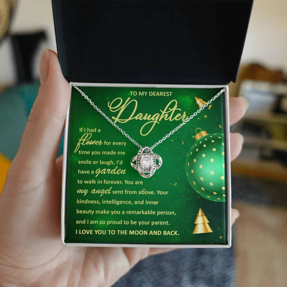 To My Dearest Daughter You Are My Angel Necklace, Christmas Gift Love Knot Necklace