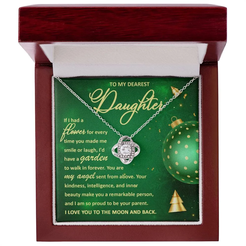 To My Dearest Daughter You Are My Angel Necklace, Christmas Gift Love Knot Necklace
